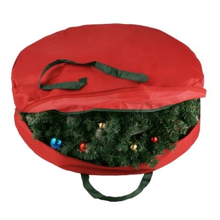 HASTINGS HOME Wreath Storage 30-inch Round Bag with Handles and Zipper Tote for Holiday Artificial Garlands 884092MWZ